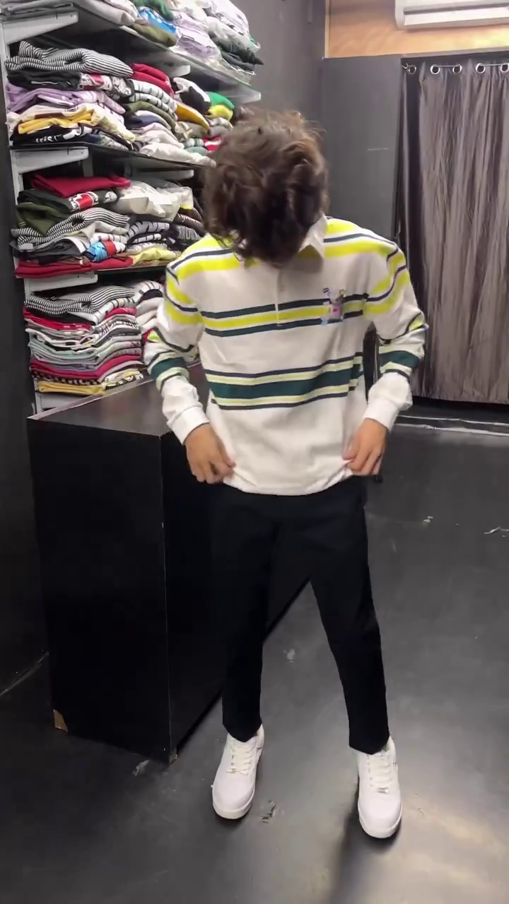 Auto Stripes Yellow Red Full Sleeve Polo T-Shirt - Image 4