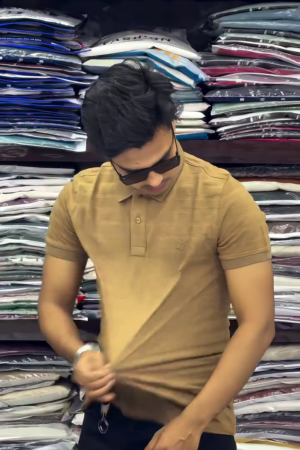 Mens|| Textured ||Polo Neck|| Half Zipper|| Half Sleeve ||Polyester|