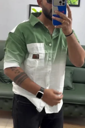 Spread-Collar Shirt with Patch Pocket