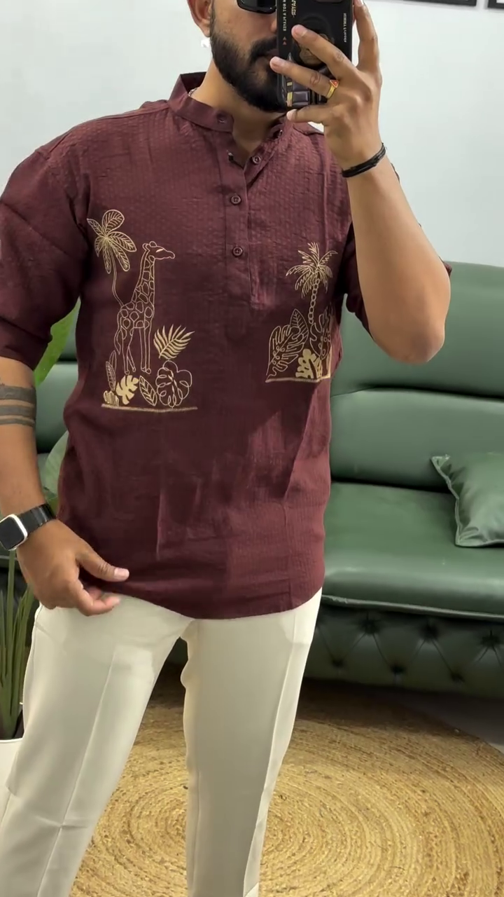 Men Striped Mandarin Collar Cotton Kurta - Image 6
