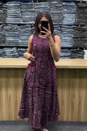 Women’s Long Round Kurti Pant Set with Pockets