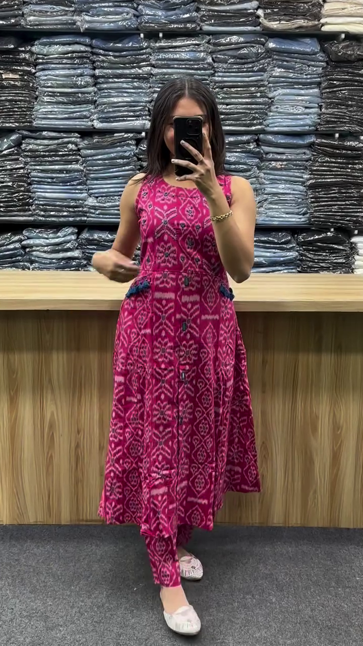 Women’s Long Round Kurti Pant Set with Pockets - Image 6
