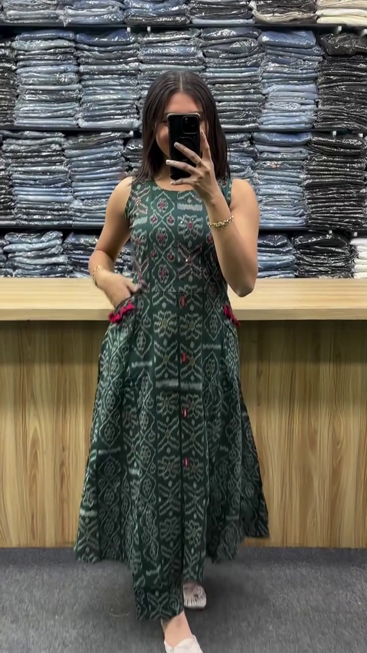Women’s Long Round Kurti Pant Set with Pockets - Image 5