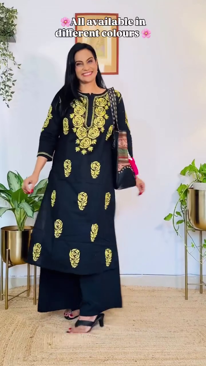Elegant Women’s Hand Embroidered Chikankari Kurta - Image 3