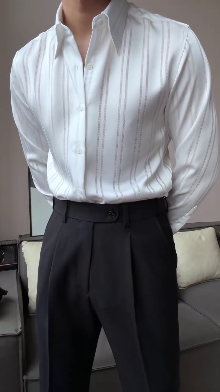 Elegant Men in White Sleeveless Formal Shirt