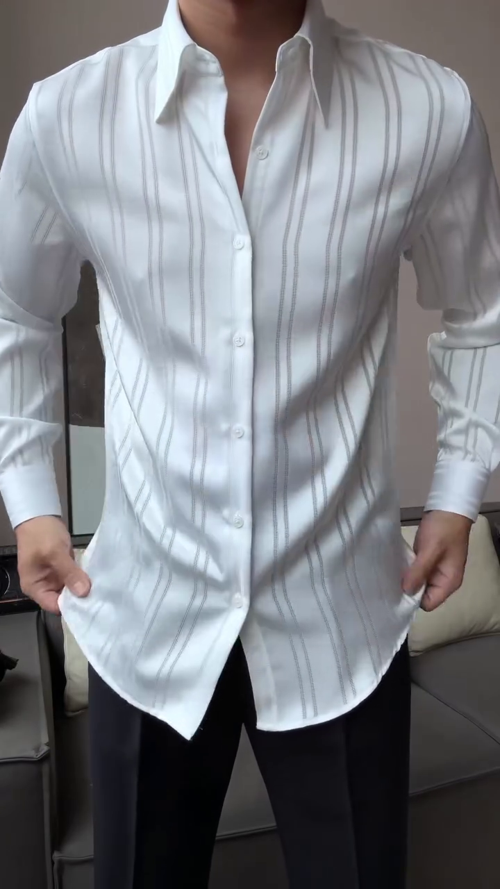 Elegant Men in White Sleeveless Formal Shirt - Image 3