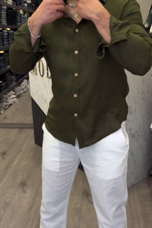 Stylish Men in Green Shirts and White Pants