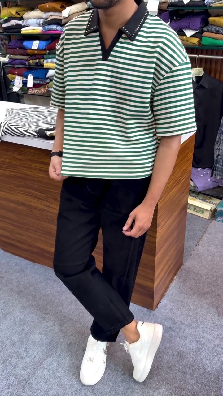 Men’s Half Sleeve Collar T-Shirts with Lining - Image 2