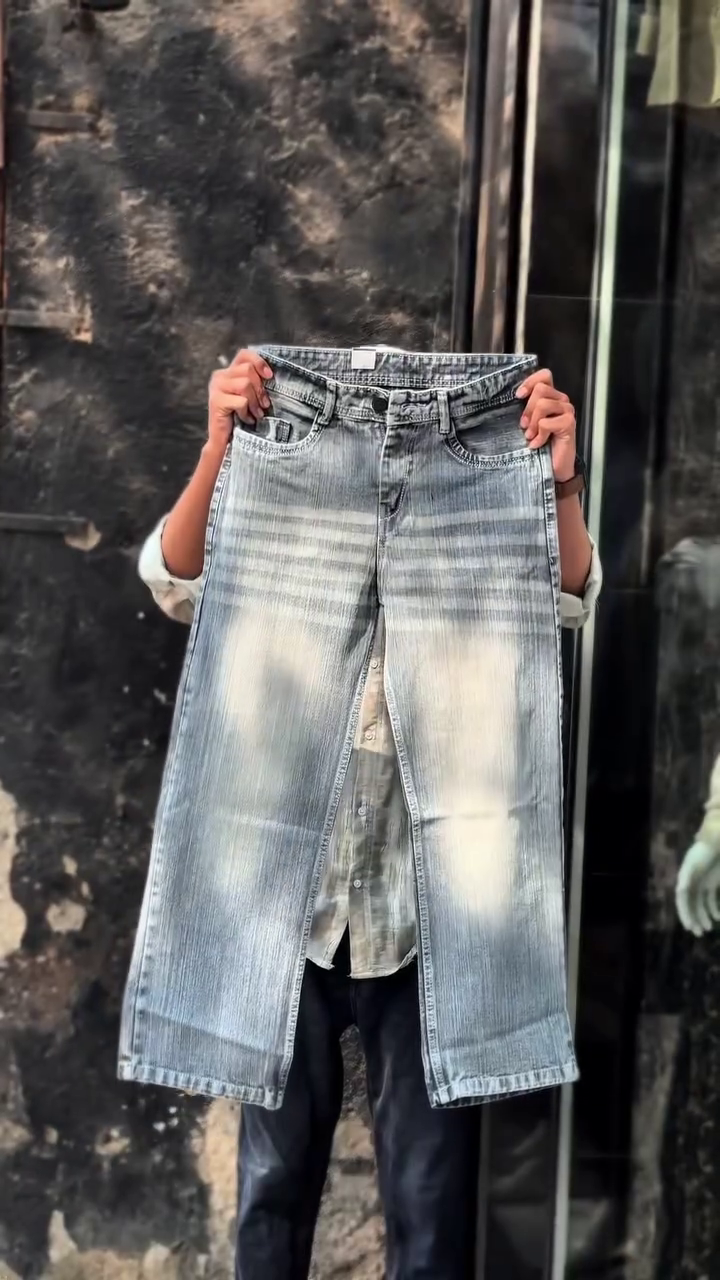 Men’s Baggy Black & White Jeans - Image 2