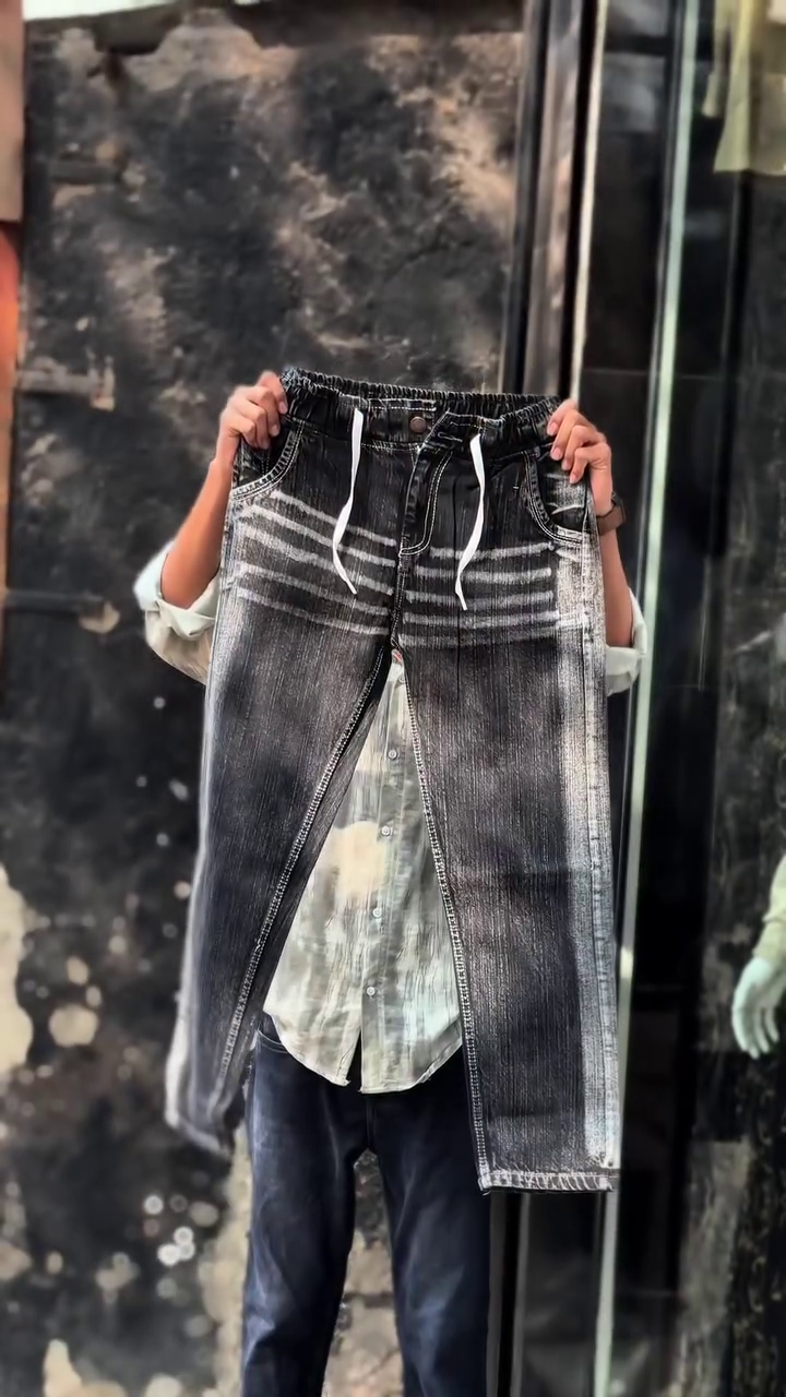 Men’s Baggy Black & White Jeans - Image 7
