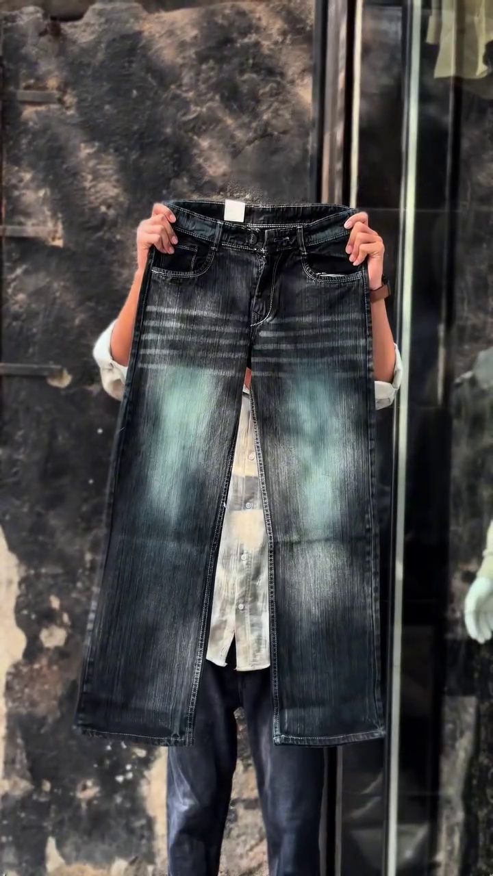 Men’s Baggy Black & White Jeans - Image 5