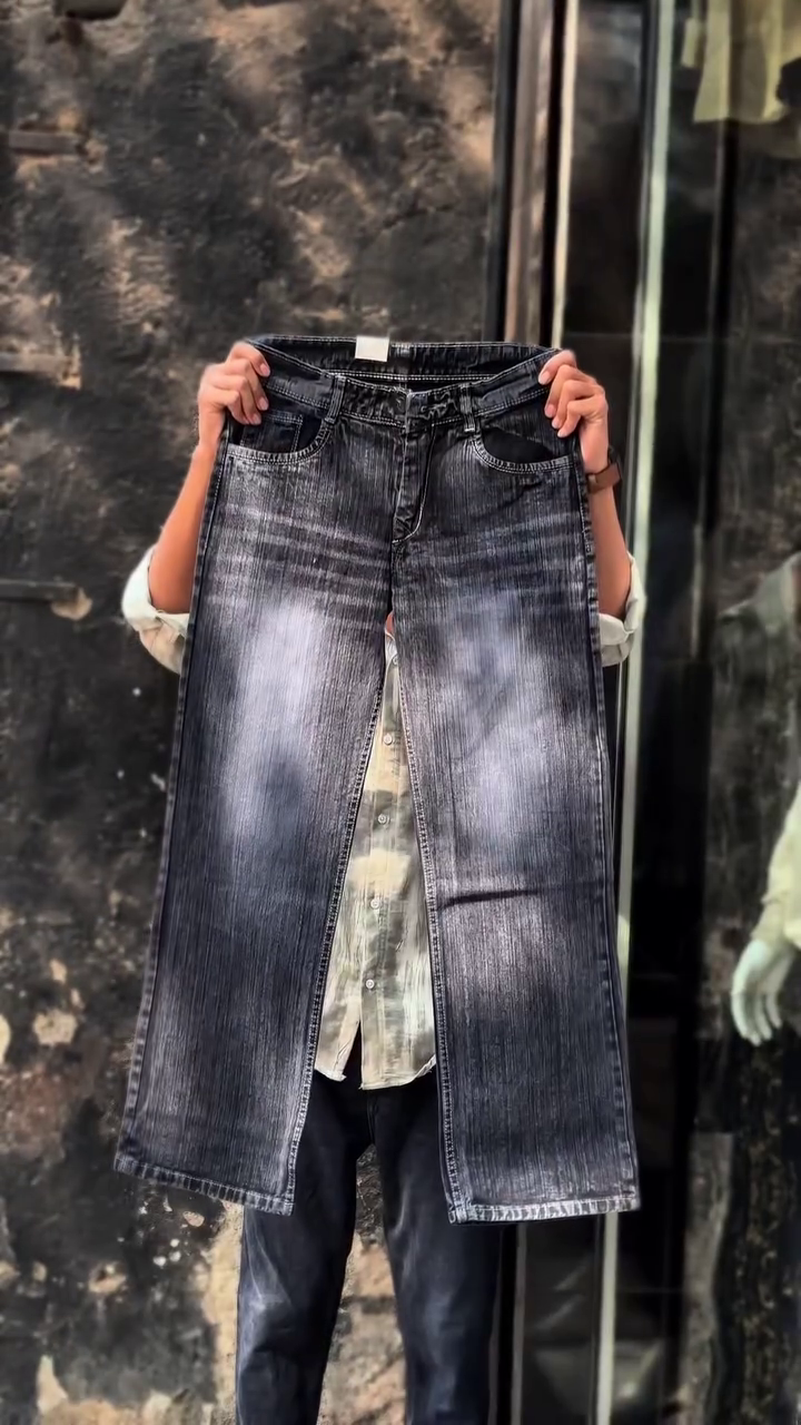 Men’s Baggy Black & White Jeans - Image 4