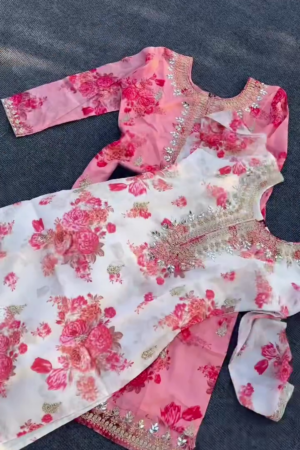 Women's Chikankari Kurti with Palazzo & Dupatta Set