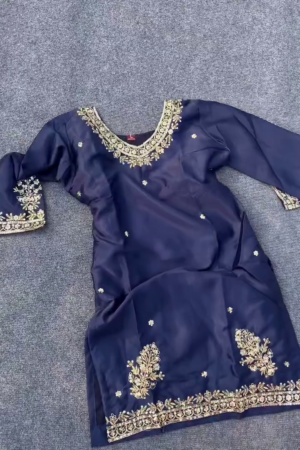Women's Salwar Suit with Golden Embroidery Work