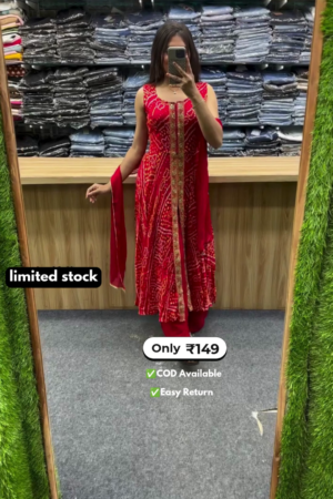 Women's Long Kurti with Middle Cut Design & Palazzo Set