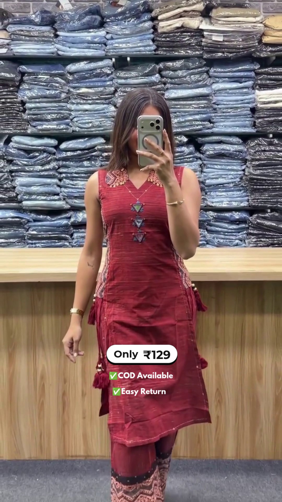 Women's Long Kurti with Palazzo Set