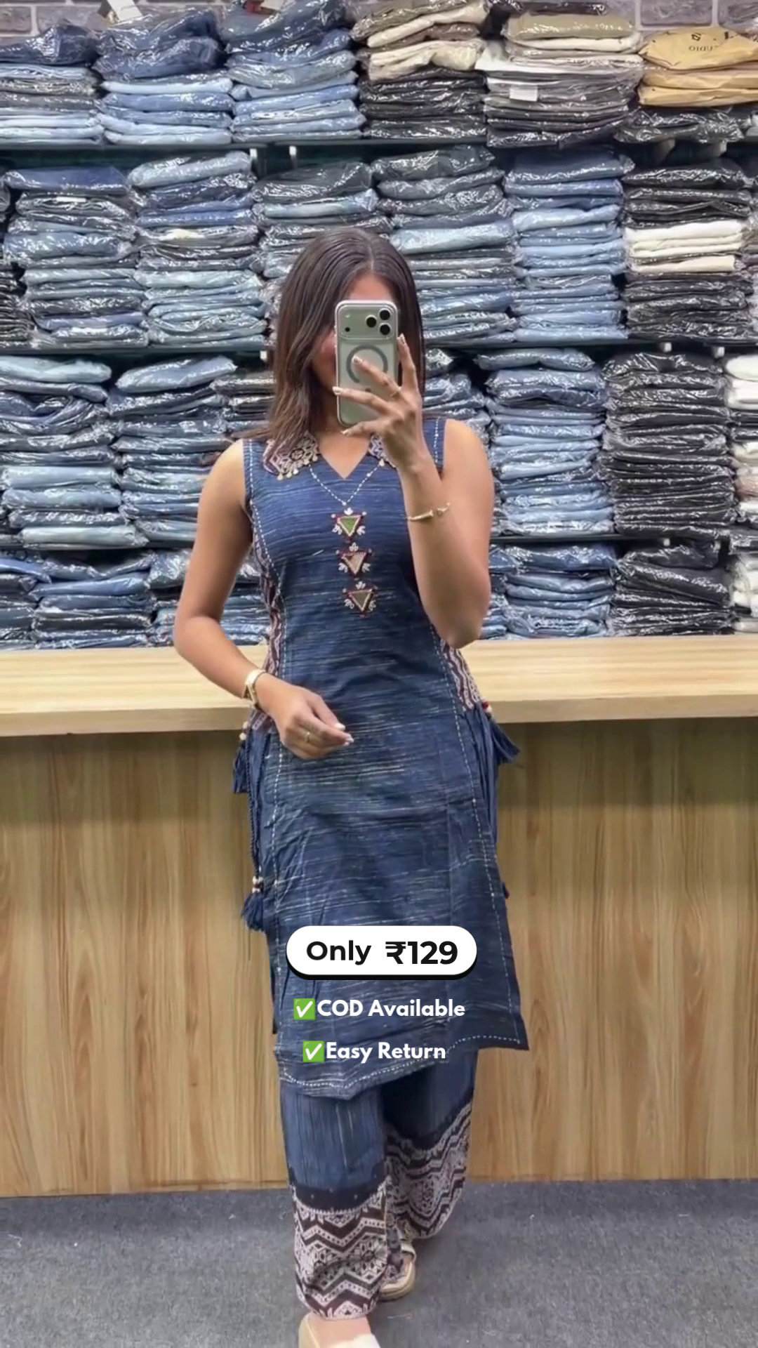 Women's Long Kurti with Palazzo Set - Image 4