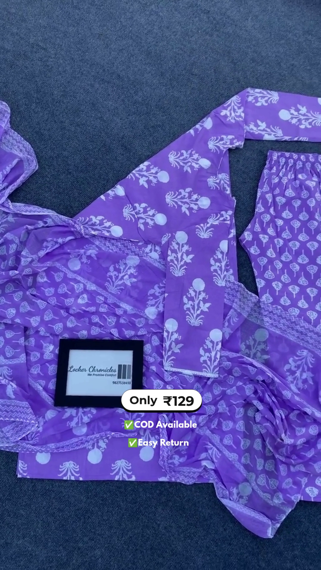 Elegant V-Neck Kurta Pant Dupatta Set - Image 3