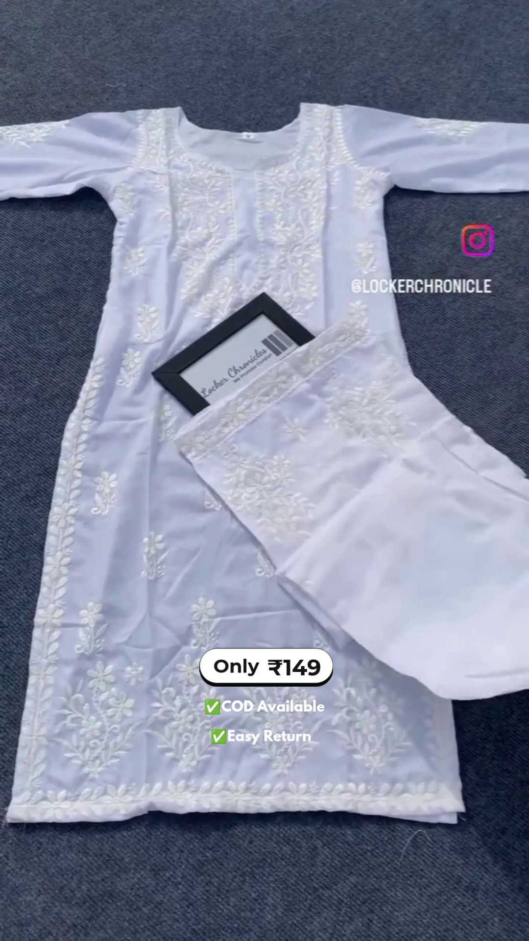 Women's White Chikankari Kurta Set - Image 2