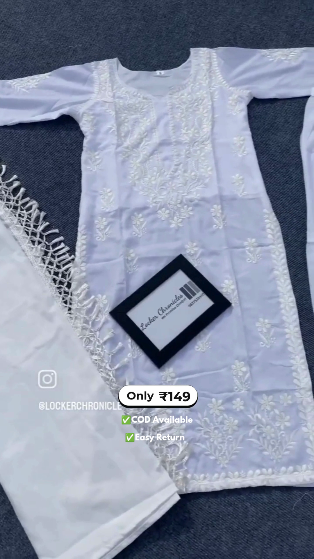 Women's White Chikankari Kurta Set - Image 3
