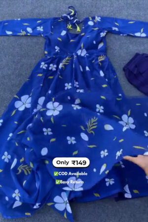 Women's Blue Anarkali Suit with Dupatta