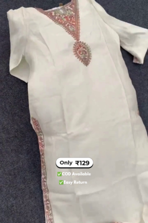 Women's White Kurta Set with Contrast Green Dupatta